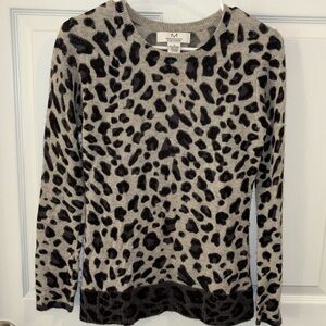 Magaschoni Cashmere Leopard Animal Print Pullover Sweater Women’s S